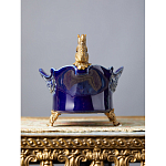 Чаша темно-синего цвета из фарфора с бронзовыми фигурками белок Eden Garden porcelain and bronze варинант исполнения - 3 | Loft Concept в Липецке