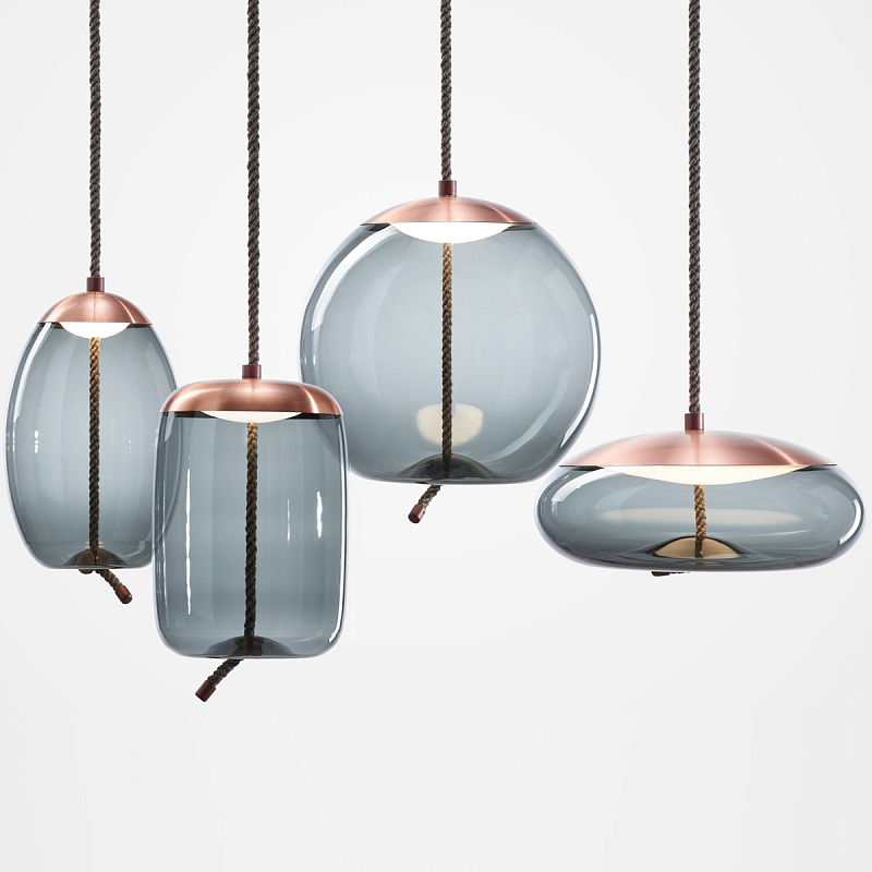 Подвесной светильник KNOT Small Gray glass Copper Голубой Медь Подвесной светильник KNOT Small Gray glass Copper Голубой Медь в Липецке | Loft Concept