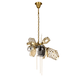 Люстра подвесная со стеклянными плафонами из дымчатого и золотистого с тремя вертикальными подвесками Gilded Mirage  варинант исполнения - 2 | Loft Concept в Липецке