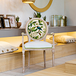 Стул с подлокотниками золотистый из бука с изображением птиц и цветов Blooming Birds варинант исполнения - 4 | Loft Concept в Липецке