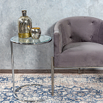 Приставной столик на серебристом основании с столешницей из стекла Noir варинант исполнения - 4 | Loft Concept в Липецке