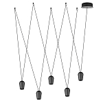 Подвесной светильник черными плафонами на длинных пересекающихся тросах Construction варинант исполнения - 2 | Loft Concept в Липецке