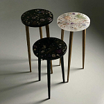 Круглый журнальный столик со столешницей из эпоксидной смолы Epoxy Resin Flowers Coffee Table варинант исполнения - 4 | Loft Concept в Липецке