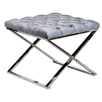 Пуф велюровый серый с каретной стяжкой Perennially варинант исполнения - 1 | Loft Concept в Липецке