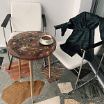 Круглый журнальный столик со столешницей из эпоксидной смолы Epoxy Resin Flowers Coffee Table варинант исполнения - 8 | Loft Concept в Липецке