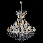 Люстра многоярусная с 53-мя лампочками и прозрачными хрустальными подвесками на основании золотого цвета Crystal lamps варинант исполнения - 2 | Loft Concept в Липецке
