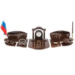 Настольный письменный набор с часами из природного камня обсидиана Competent Leader варинант исполнения - 1 | Loft Concept в Липецке