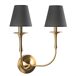 Бра с металлическим основанием бронзового цвета и 2-мя черными конусовидными абажурами Dignity варинант исполнения - 1 | Loft Concept в Липецке