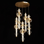 Люстра с плафонами из прозрачного и янтарного стекла в виде шаров и ромбов Gabriel Scott Luna варинант исполнения - 3 | Loft Concept в Липецке