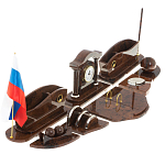 Настольный письменный набор с часами из природного камня обсидиана Competent Leader варинант исполнения - 2 | Loft Concept в Липецке