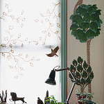 Обои с вышивкой ручной работы Mughal Trees Original colourway on linen варинант исполнения - 3 | Loft Concept в Липецке