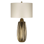 Настольная лампа с рифленым керамическим основанием в бронзовом цвете и жемчужным шёлковым абажуром Elstead Lighting варинант исполнения - 1 | Loft Concept в Липецке