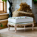 Банкетка золотистая из натурального бука с изображением птиц и цветов Blooming Birds варинант исполнения - 2 | Loft Concept в Липецке