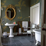 Обои ручная роспись Bamboo Golden on Blue grey dyed silk варинант исполнения - 1 | Loft Concept в Липецке