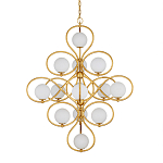 Люстра с закругленным каркасом золотого цвета и белыми плафонами Round Curl варинант исполнения - 2 | Loft Concept в Липецке