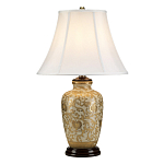 Настольная лампа с фарфоровым основанием с декоративным орнаментом и белым абажуром на темной круглой подставке Elstead Lighting варинант исполнения - 6 | Loft Concept в Липецке