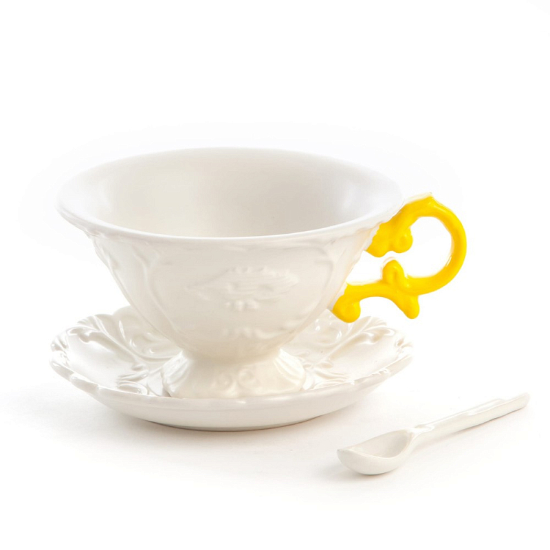 Чайная пара Seletti I-Tea Yellow Белый Желтый Чайная пара Seletti I-Tea Yellow Белый Желтый в Липецке | Loft Concept