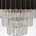 Люстра из черного металла с многоярусными подвесками из прозрачного хрусталя на золотой цепи Empire Black Chandelier Crystal варинант исполнения - 8 | Loft Concept в Липецке