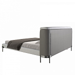 Кровать двуспальная серая с мягким изголовьем из экокожи и ткани Modern Look варинант исполнения - 4 | Loft Concept в Липецке
