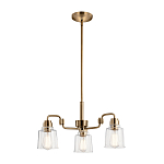 Люстра цвета латунь с 3-мя прозрачными стеклянными плафонами Kichler варинант исполнения - 2 | Loft Concept в Липецке