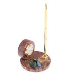 Часы настольные с шариковой металлической ручкой из натурального камня Stone Clock варинант исполнения - 5 | Loft Concept в Липецке