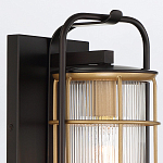 Настенный фонарь цилиндрической формы с рифленым стеклом в золотом каркасе на черном прямоугольном основании Eurofase варинант исполнения - 5 | Loft Concept в Липецке