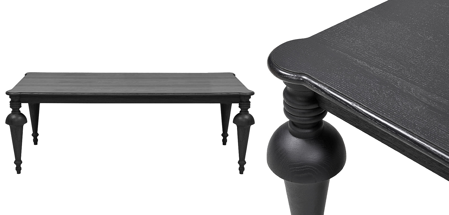 Обеденный деревянный стол Kelise Black Dinner Table Чёрный Обеденный деревянный стол Kelise Black Dinner Table Чёрный - Loft-Concept в Липецке