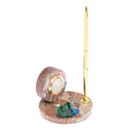 Часы настольные с шариковой металлической ручкой из натурального камня Stone Clock варинант исполнения - 8 | Loft Concept в Липецке