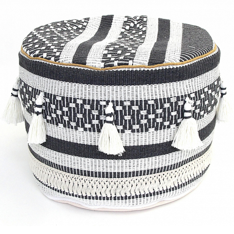 Пуф Black and White Ornament Черный Белый Пуф Black and White Ornament Черный Белый в Липецке | Loft Concept
