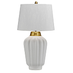 Настольная лампа с белым конусным абажуром и ребристым керамическим основанием Quintiesse варинант исполнения - 1 | Loft Concept в Липецке