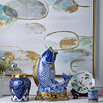 Ваза с насыщенным синим орнаментом и золотой крышкой Blue & White Ornament  варинант исполнения - 1 | Loft Concept в Липецке