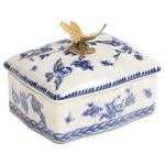 Фарфоровая шкатулка с бронзовой стрекозой Blue and White варинант исполнения - 1 | Loft Concept в Липецке