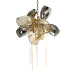 Люстра подвесная со стеклянными плафонами из дымчатого и золотистого с шестью вертикальными подвесками Gilded Mirage  варинант исполнения - 7 | Loft Concept в Липецке