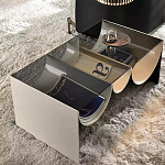 Дизайнерский журнальный стол с полукруглыми полками под столешницей Tiwoberoc варинант исполнения - 2 | Loft Concept в Липецке