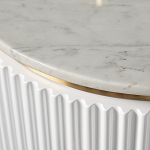 Тумбочка белая круглая с мраморной столешницей Thoroughbass варинант исполнения - 1 | Loft Concept в Липецке