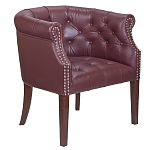 Кресло низкое из натуральной кожи на 4-х деревянных ножках из массива бука Chloe Leather Armchair vine варинант исполнения - 1 | Loft Concept в Липецке