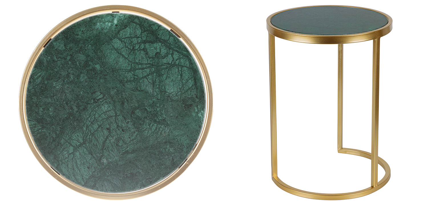 Приставной стол Round Table Marble gold зеленый мрамор Приставной стол Round Table Marble gold зеленый мрамор - Loft-Concept в Липецке