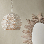 Подвесной светильник в форме купола с декором из круглых деревянных бусин White Wooden Beads Chandelier варинант исполнения - 4 | Loft Concept в Липецке