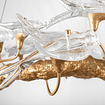 Люстра подвесная линейная с прозрачными стеклянными птичками на ветвях Serip Voa варинант исполнения - 10 | Loft Concept в Липецке