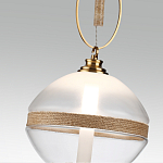 Подвесной светильник с круглым прозрачным плафоном и декоративной каменной вставкой Tectona  варинант исполнения - 5 | Loft Concept в Липецке