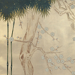 Обои ручная роспись Bamboo River Blossom Original colourway on Brushed Gold gilded paper варинант исполнения - 2 | Loft Concept в Липецке