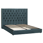 Кровать двуспальная зеленая с основанием из массива дерева с мягким изголовьем Velour Beds варинант исполнения - 1 | Loft Concept в Липецке