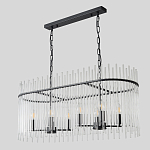 Люстра подвесная овальная со стеклянными прозрачными трубками и металлическим каркасом черного цвета Nembus варинант исполнения - 4 | Loft Concept в Липецке