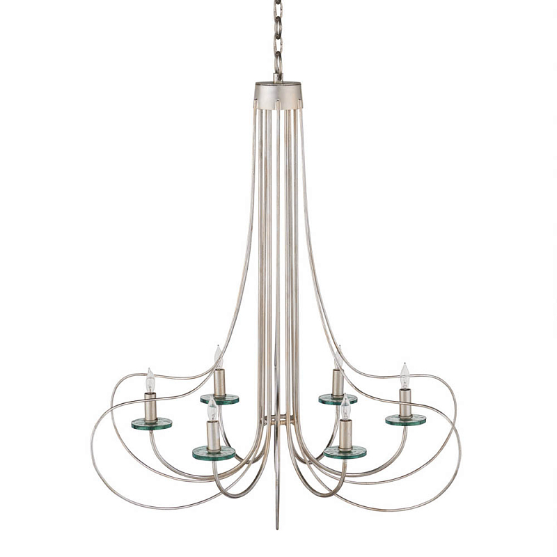 Люстра серебряного цвета с изогнутыми элементами каркаса Twisted Iron Chandelier Серебряный Прозрачное Стекло Люстра серебряного цвета с изогнутыми элементами каркаса Twisted Iron Chandelier Серебряный Прозрачное Стекло в Липецке | Loft Concept