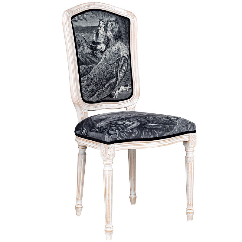 Стул Louvre Palace Stool Черно-белый Белый винтажная патина Стул Louvre Palace Stool Черно-белый Белый винтажная патина в Липецке | Loft Concept