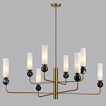 Люстра на штанге с 8-ю цилиндрическими матовыми плафонами и шарами из камня Orb Essence варинант исполнения - 6 | Loft Concept в Липецке