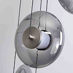 Люстра каскадная с 5-ю круглыми стеклянными плафонами дымчатого цвета и черными деталями Orbit Serenade варинант исполнения - 2 | Loft Concept в Липецке