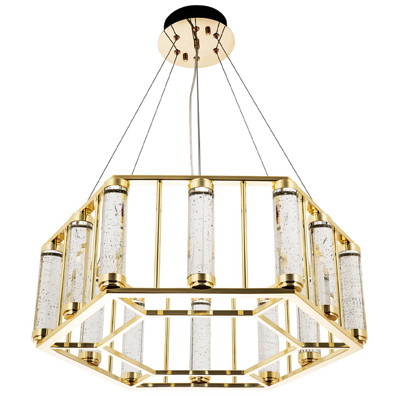 Люстра в форме шестиугольника с хрустальным декором Agace Crystal Chandelier Золотой Прозрачный Люстра в форме шестиугольника с хрустальным декором Agace Crystal Chandelier Золотой Прозрачный в Липецке | Loft Concept