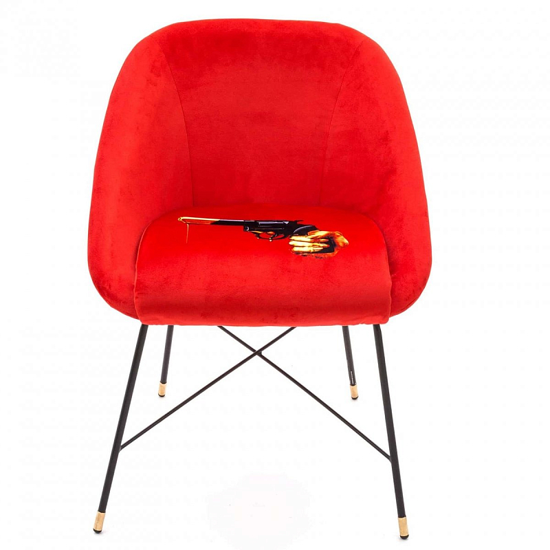 Полукресло Seletti Padded Chair Revolver Черный Красный в Липецке | Loft Concept 
