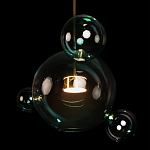 Подвесной светильник с прозрачными бирюзовыми стеклянными шарами и золотыми деталями Диаметр 43 Giopato & Coombes варинант исполнения - 6 | Loft Concept в Липецке